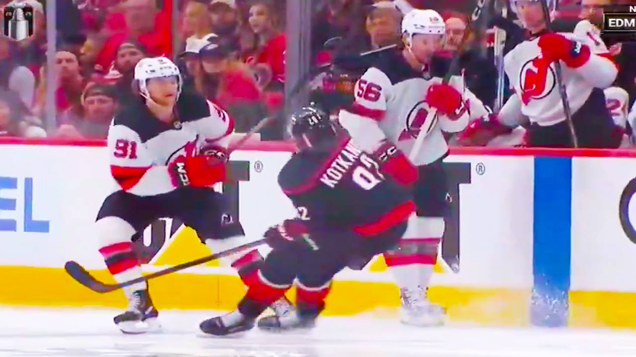 Dawson Mercer high sticking Jesperi Kotkaniemi Double Minor Penalty | New Jersey Devils vs Carolina Hurricanes 2025 NHL Playoffs