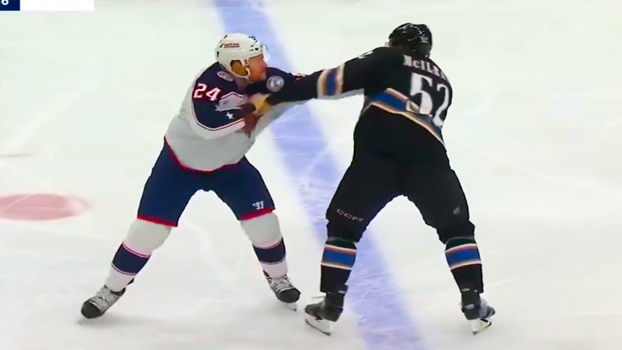 Dylan McIlrath Mathieu Olivier Fight | Washington Capitals vs Columbus Blue Jackets 2025 NHL Highlights