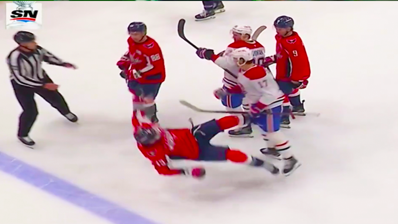 Josh Anderson gives Tom Wilson a shot during stoppage | Washington Capitals vs Montreal Canadiens Game 1 2025 NHL Playoffs