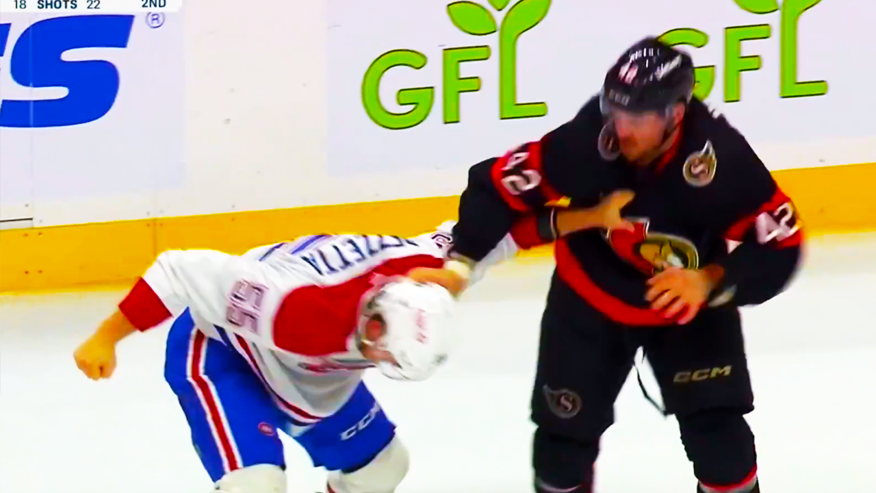 Michael Pezzetta Hayden Hodgson Fight | Montreal Canadiens vs Ottawa Senators 2025 NHL Highlights