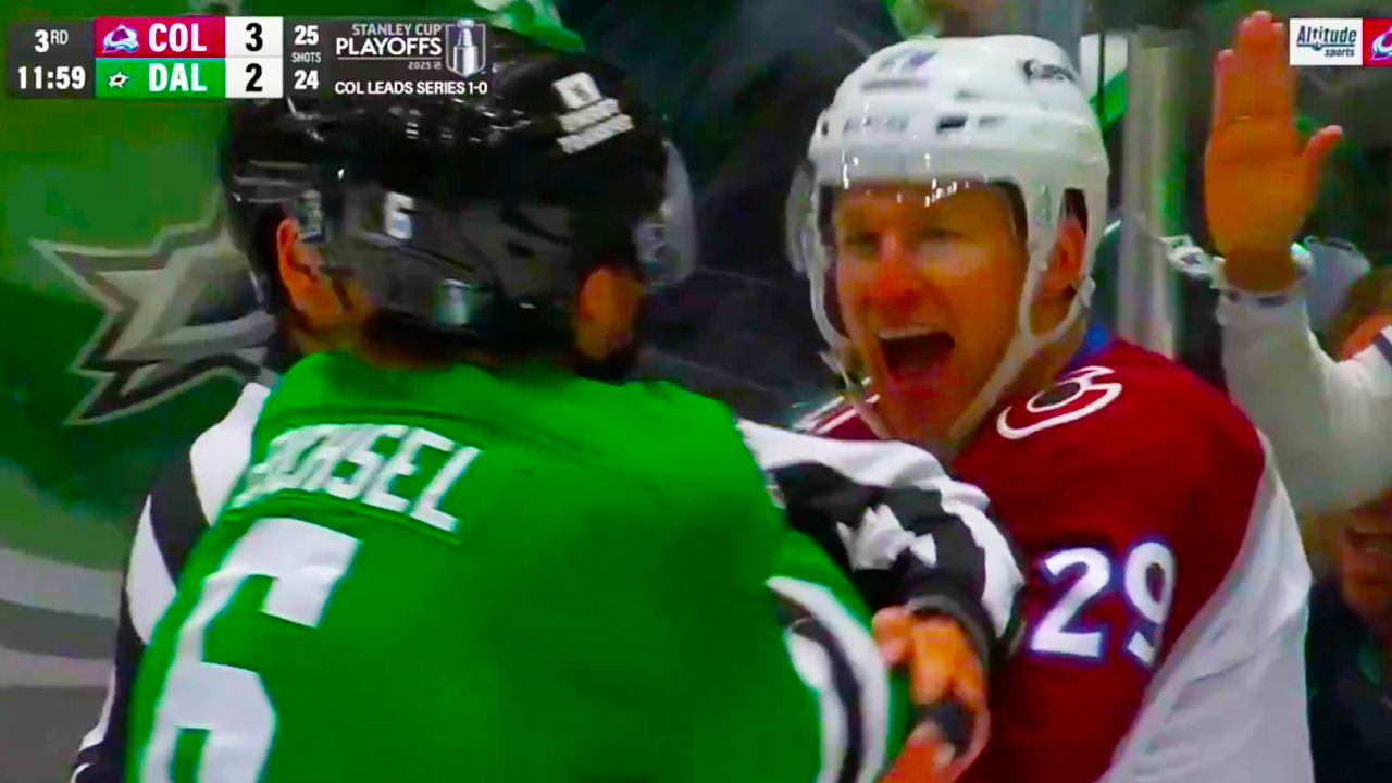 Nathan MacKinnon Lian Bichsel Fight | Colorado Avalanche vs Dallas Stars Game 2 2025 Stanley Cup Playoffs Highlights