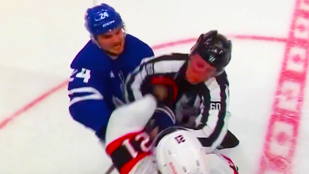 Nick Cousins tried giving Scott Laughton a shot and hit the linesman ref | Ottawa Senators vs Toronto Maple Leafs 2025 NHL Playoffs Highlights