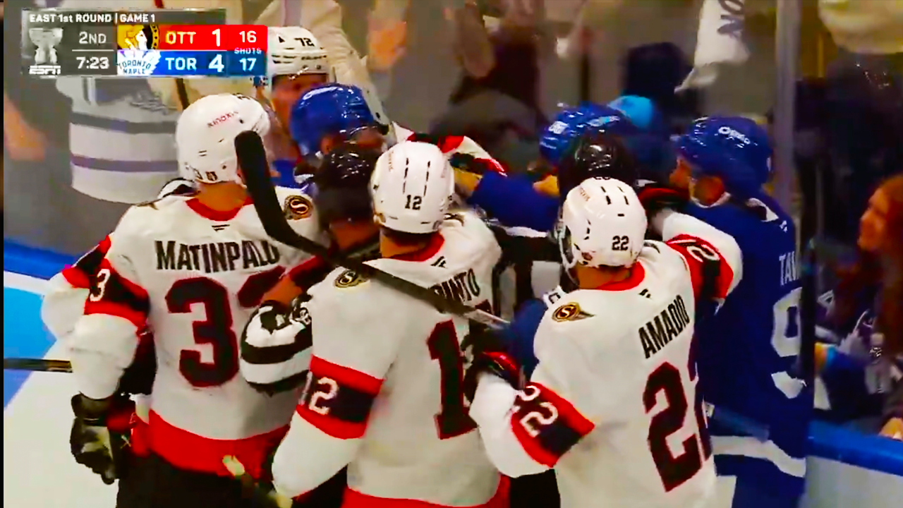 Ottawa Toronto Fight: John Tavares & Nikolas Matinpalo | Senators vs Maple Leafs 2025 NHL Playoffs Highlights