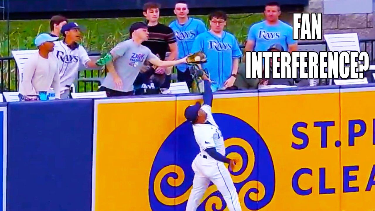 The Rays challenge for fan interference, but the call stands | Tampa Bay Rays vs LA Angels 2025 MLB Highlights