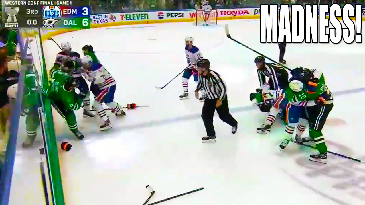 Dallas vs Edmonton End of Game 1 Fight Scrum | Stars vs Oilers 2025 NHL Western Conference Final Highlights
