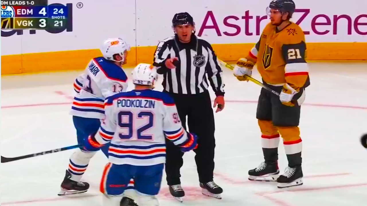Mattias Janmark, Vasily Podkolzin, Brett Howden Angry with Ref for Not Dropping Puck | Edmonton Oilers vs Vegas Golden Knights 2025 NHL Highlights