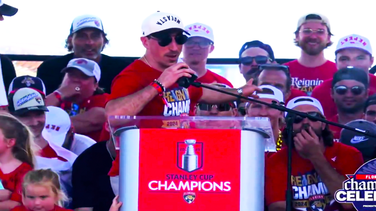 Brad Marchand “I’m so happy that I don’t have to worry about getting knocked out by Benny anymore” | Florida Panthers 2025 Championship Celebration