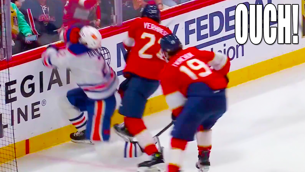 Carter Verhaeghe Hit on Evan Bouchard | Oilers vs Panthers Game 4 2025 NHL Stanley Cup Final Highlights