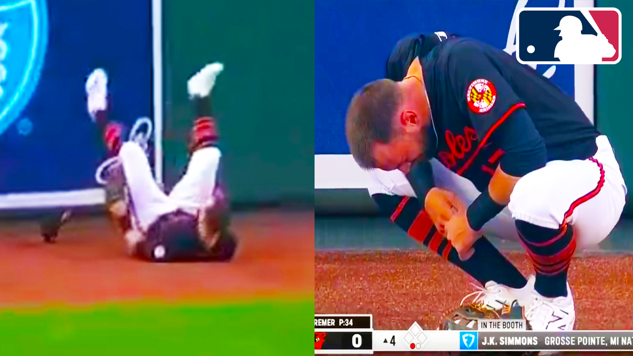 Colton Cowser slams into the wall on Dillon Dingler Home Run | Orioles vs Tigers 2025 MLB Highlights