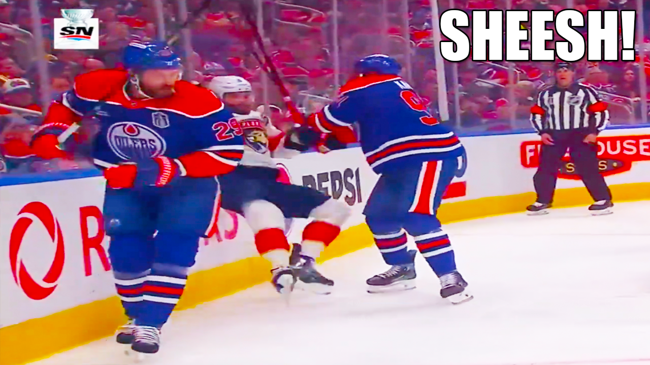 Evander Kane Hit on Aaron Ekblad behind the net | Panthers vs Oilers 2025 NHL Stanley Cup Finals Highlights