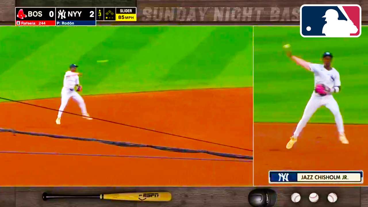 Jazz Chisholm Jr. with a throwing error in the middle of an interview | Yankees vs Red Sox 2025 MLB Highlights