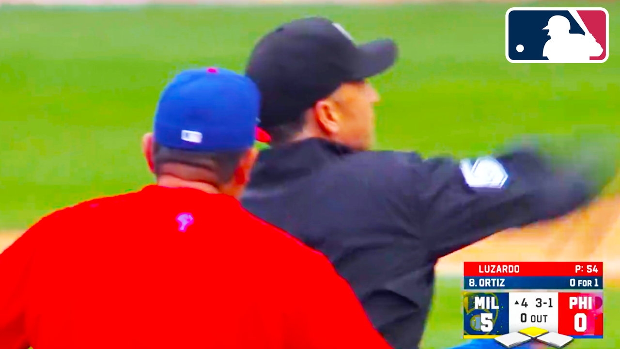 Rob Thomson was ejected after Jesús Luzardo was called for a balk | Phillies vs Brewers 2025 MLB Highlights