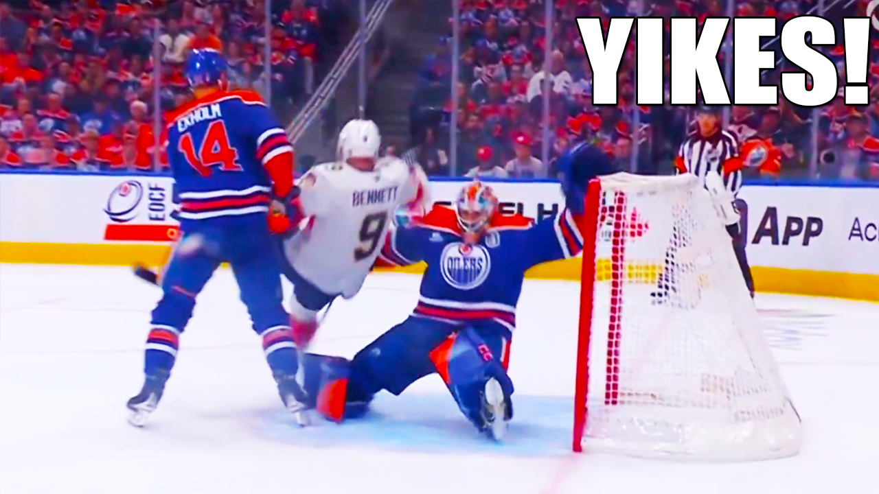 Sam Bennett Goalie Interference on Stuart Skinner Injury | Oilers vs Panthers 2025 NHL Stanley Cup Final