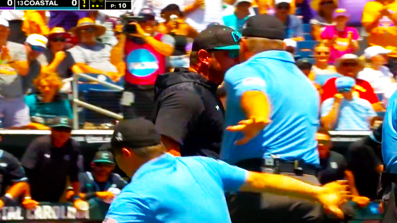 Umpire Falls Down at Baseball College World Series 2025 LSU vs Coastal Carolina Highlights