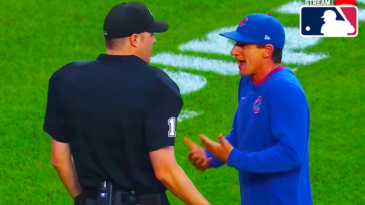 Seiya Suzuki called out on pitch clock violation right after fouling ball off himself, Craig Counsell stepped in | Cubs vs Royals