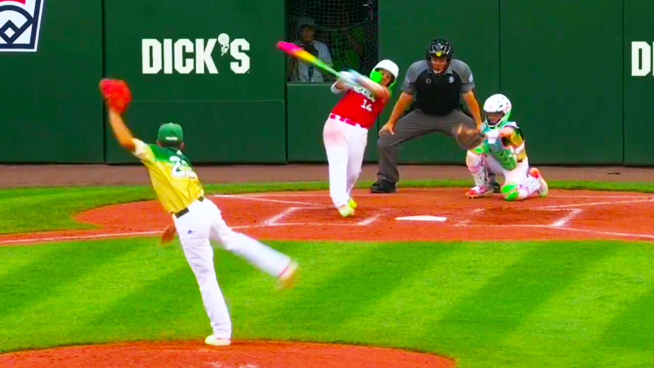 12 year old Lin Chin-Tse casually hit 82 MPH on back-to-back pitches for Chinese Taipei in the Little League World Series Highlights