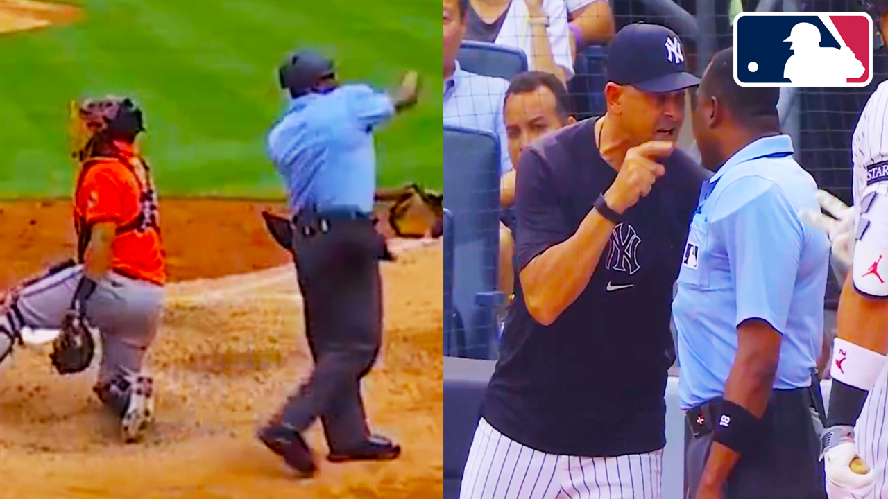 Aaron Boone Ejected By Umpire made two bad strike calls on Aaron Judge | Yankees vs Orioles 2025 MLB Highlights