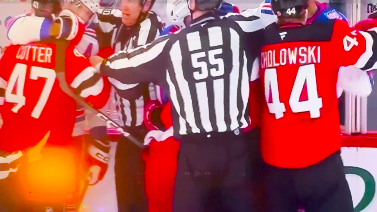 Fight Scrum After Brennan Othmann HIT on Calen Addison | Devils vs Rangers 2025 NHL Pre Season Highlights