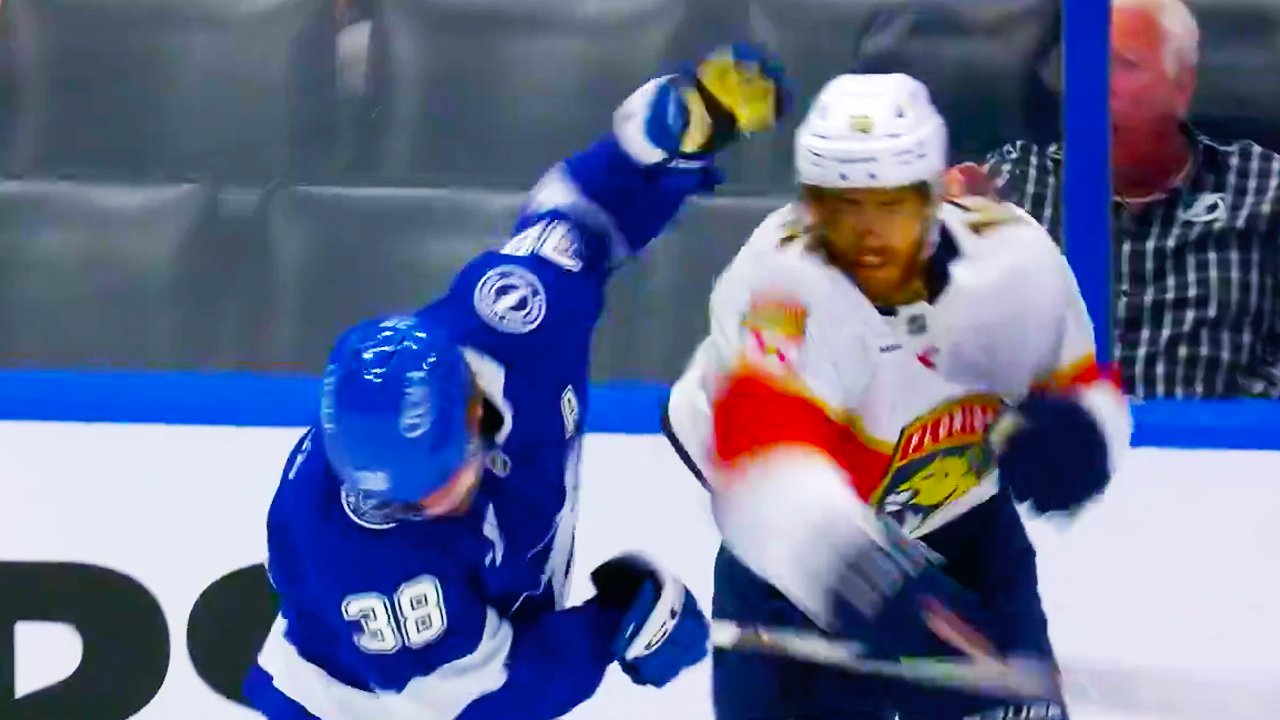 AJ Greer Roughing Brandon Hagel Fight | Lightning vs Panthers 2025 NHL Pre Season Highlights