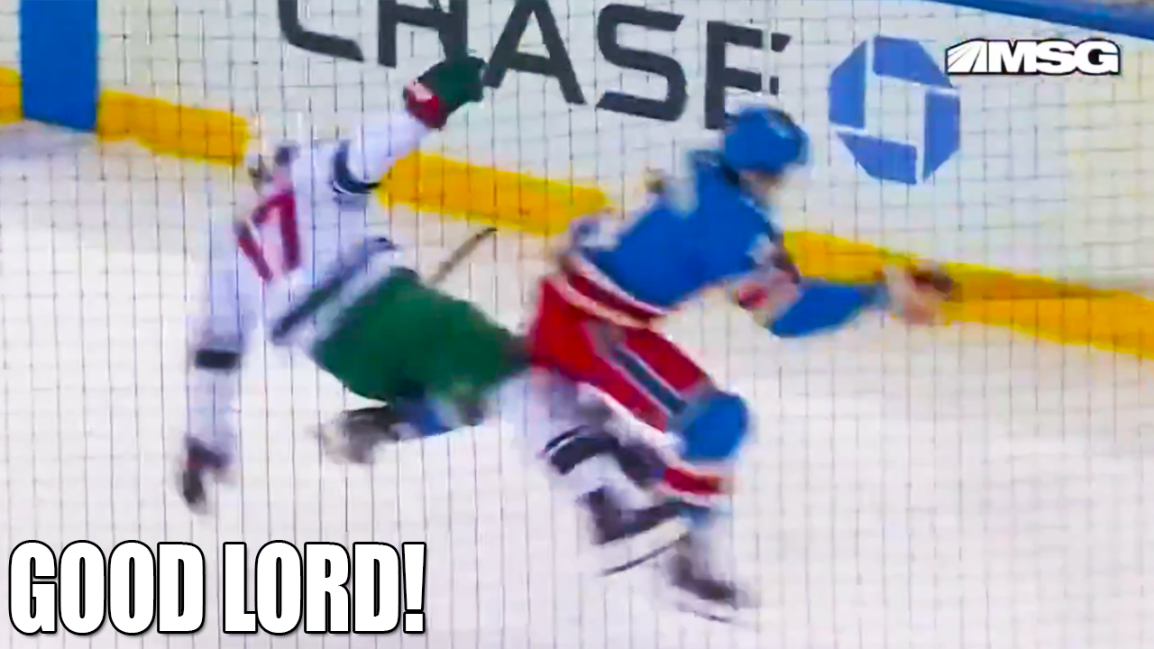 Braden Schneider HUGE Hit on Marcus Foligno so hard he broke his stick | Rangers vs Wild 2025 Highlights