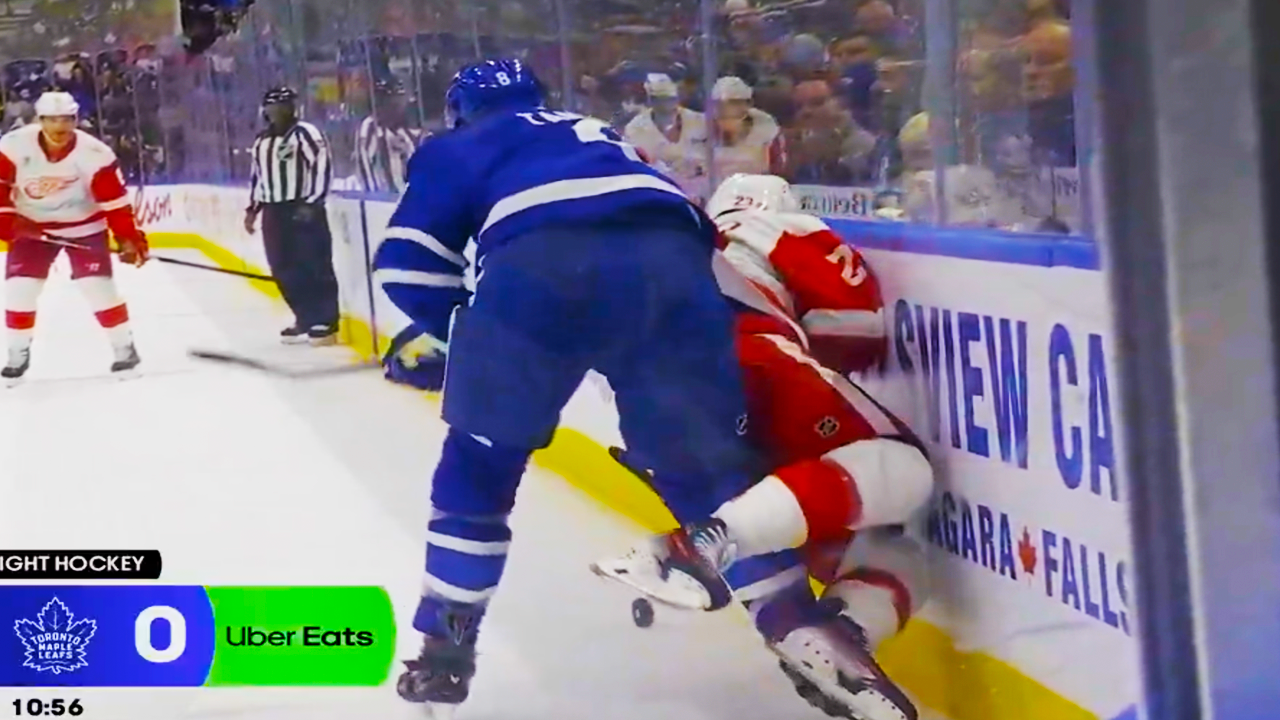 Chris Tanev HUGE BOARDING HIT on Lucas Raymond | Red Wings vs Maple Leafs 2025 NHL Highlights