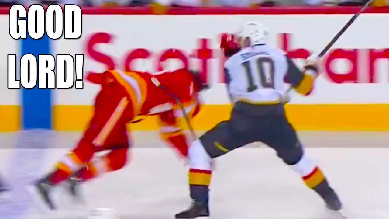 Colton Sissons HUGE Hit on Zayne Parekh | Golden Knights vs Flames 2025 NHL Highlights