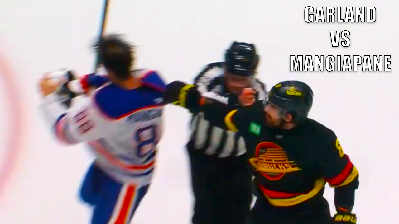 Conor Garland Andrew Mangiapane Fight | Edmonton Oilers vs Vancouver Canucks 2025 Highlights