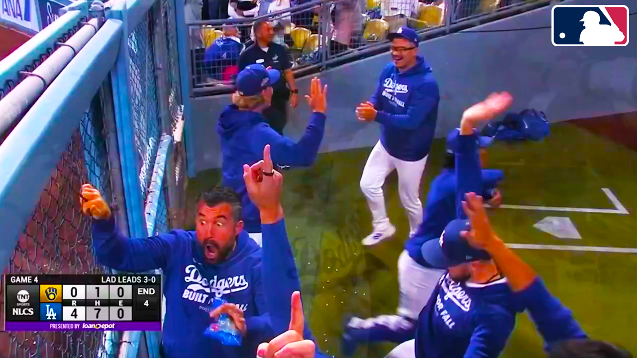 Dodgers’ bullpen Celebrating after Shohei Ohtani’s homerun | Dodgers vs Brewers 2025 MLB NLCS Highlights