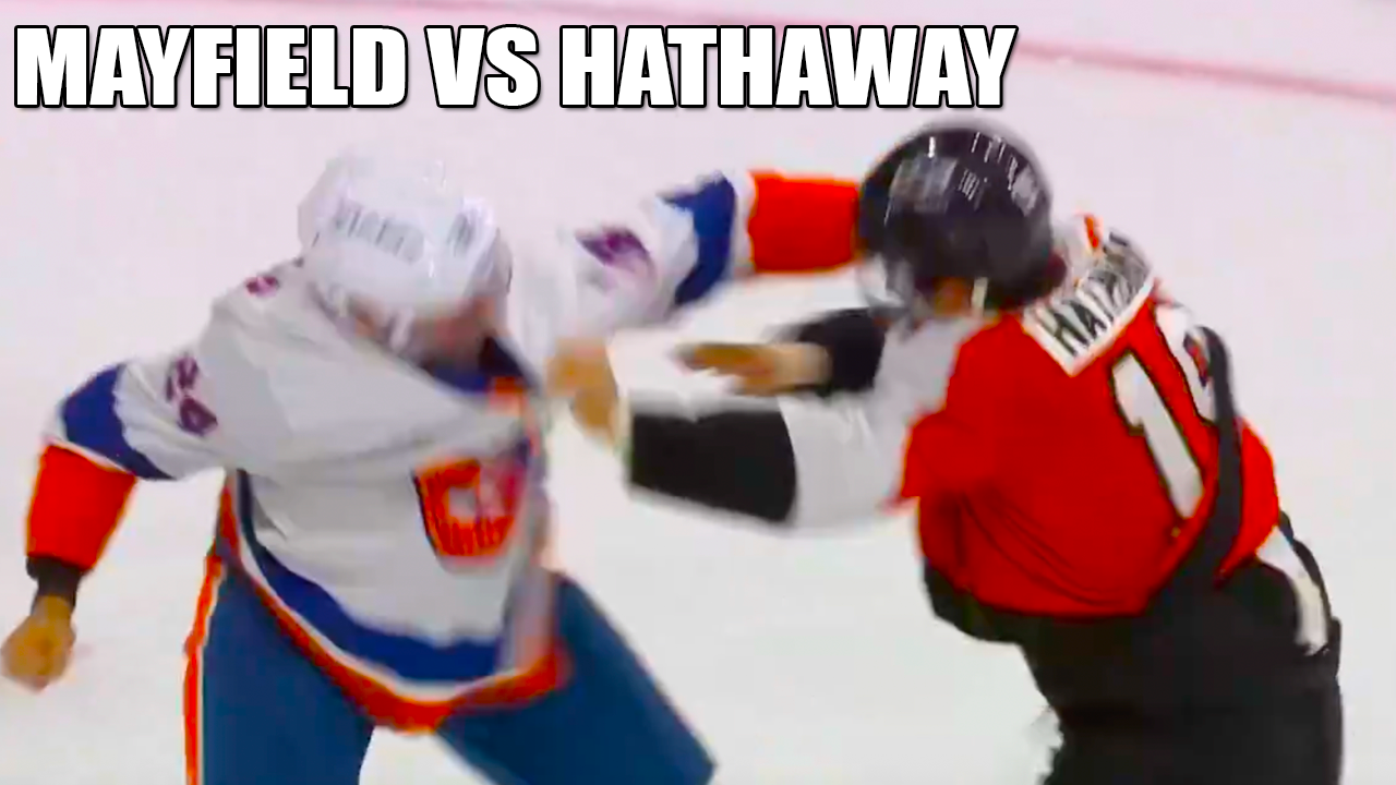 Garnet Hathaway Scott Mayfield Fight | Philadelphia Flyers vs New York Islanders 2025 Highlights
