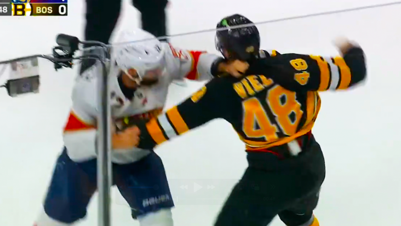 Jonah Gadjovich Jeffrey Viel Fight | Boston Bruins vs Florida Panthers 2025 Highlights