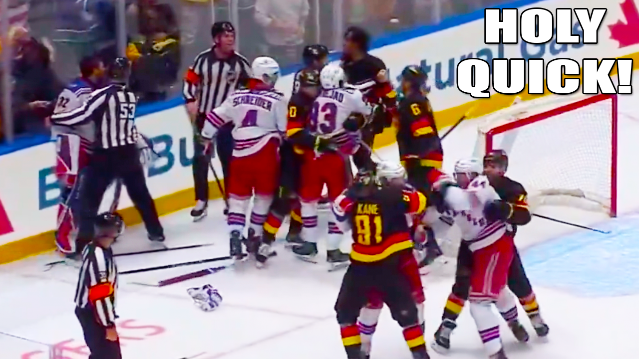 Jonathan Quick Kiefer Sherwood Fight Scrum | Rangers vs Canucks 2025 Frozen Frenzy Highlights