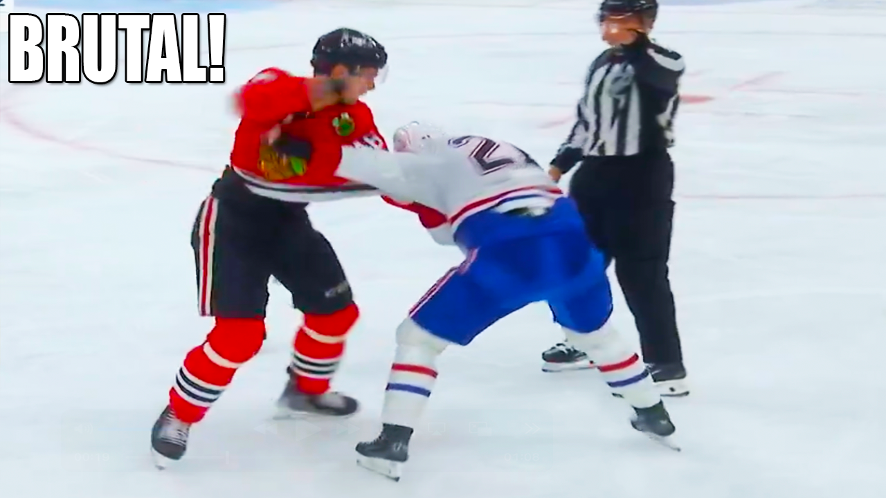 Kaiden Guhle Louis Crevier Fight After Hit on Frank Nazar | Blackhawks vs Canadiens 2025 NHL Highlights