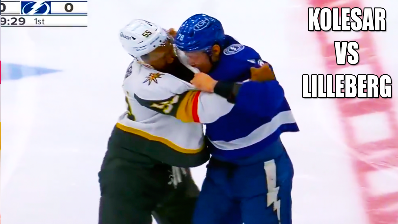Keegan Kolesar Emil Lilleberg Fight | Vegas Golden Knights vs Tampa Bay Lightning 2025 Highlights