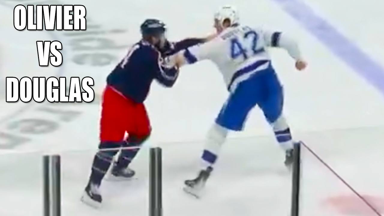 Mathieu Olivier Curtis Douglas Fight | Columbus Blue Jackets vs Tampa Bay Lightning 2025 Highlights
