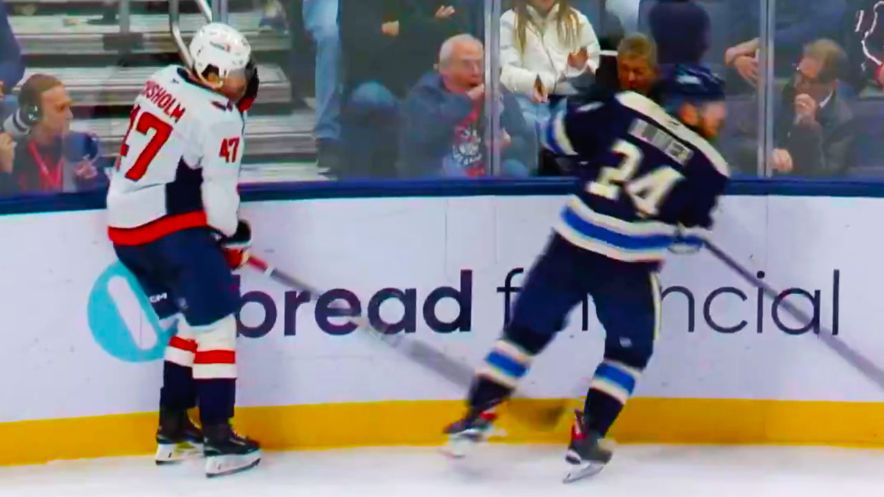 Mathieu Olivier assessed five-minute major and a game misconduct for elbowing Declan Chisholm | Blue Jackets vs Capitals 2025 Highlights