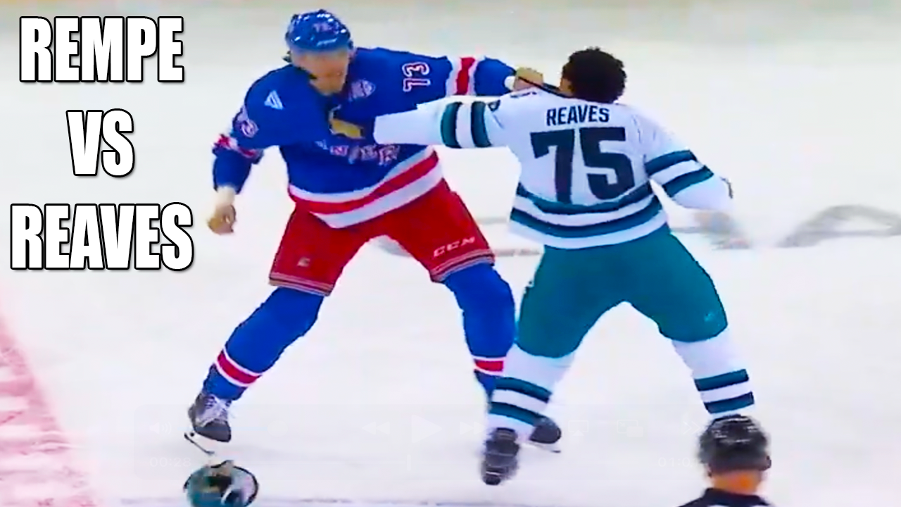 Matt Rempe Ryan Reaves Fight | New York Rangers vs San Jose Sharks 2025 Highlights