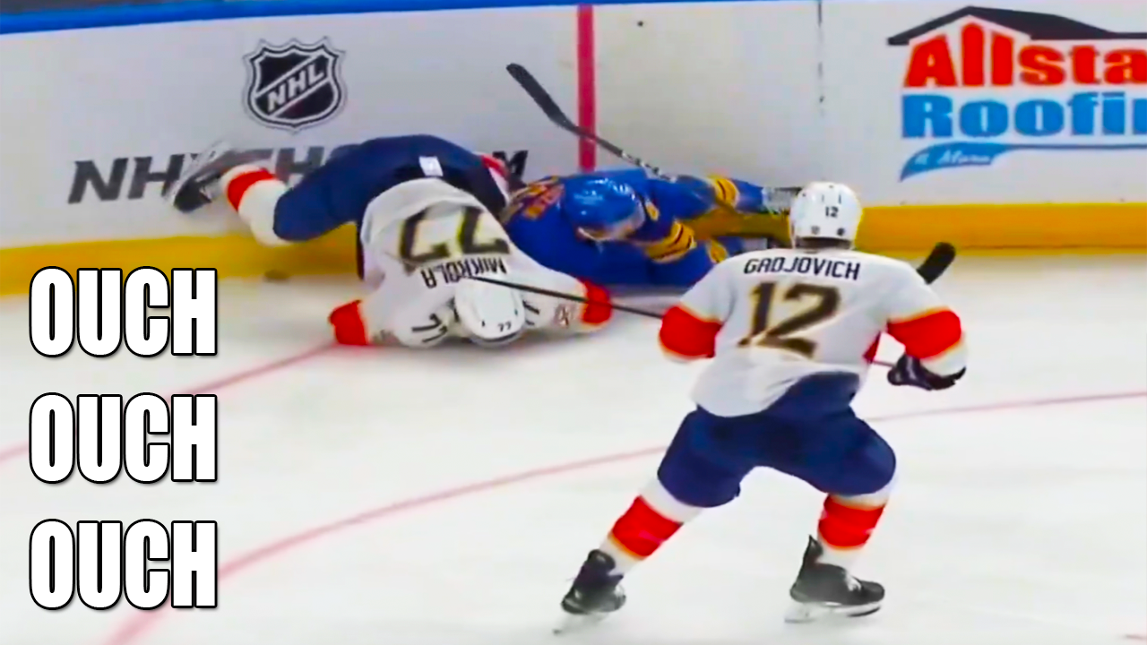 Niko Mikkola gets tangled up with Tyson Kozak and slams his face on the ice | Panthers vs Sabres 2025 NHL Highlights