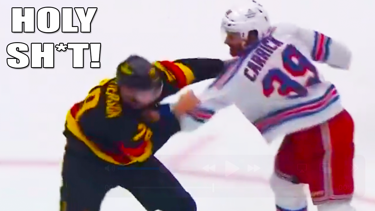 Sam Carrick Marcus Pettersson Fight | Rangers vs Canucks 2025 Frozen Frenzy Highlights