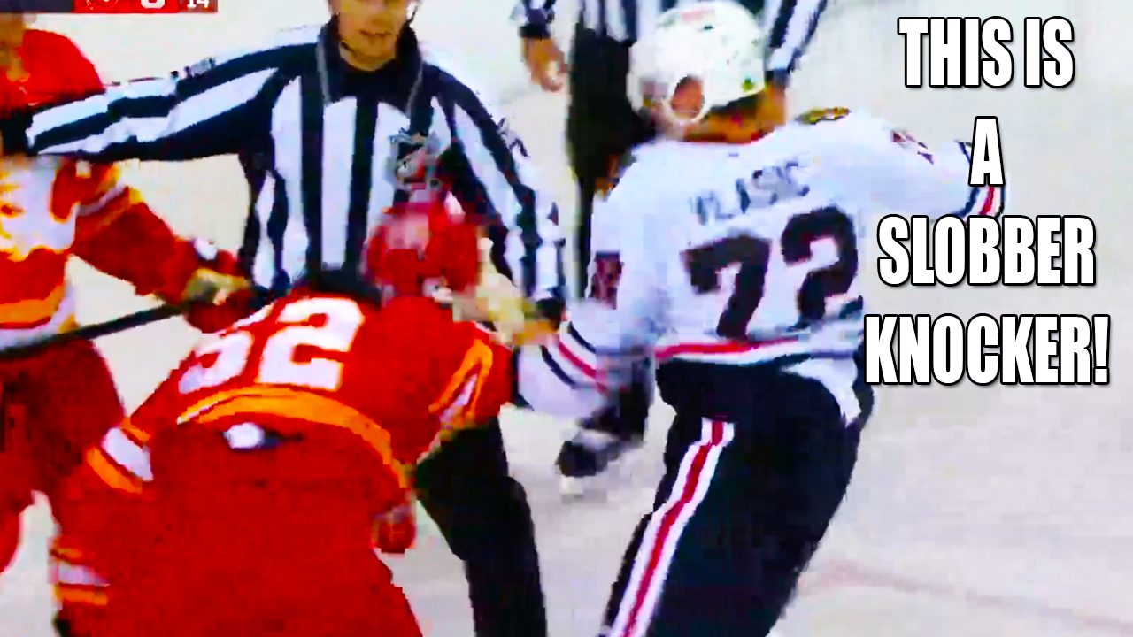 Alex Vlasic MacKenzie Weegar Fight after HIT on Oliver Moore | Blackhawks vs Flames 2025 Highlights