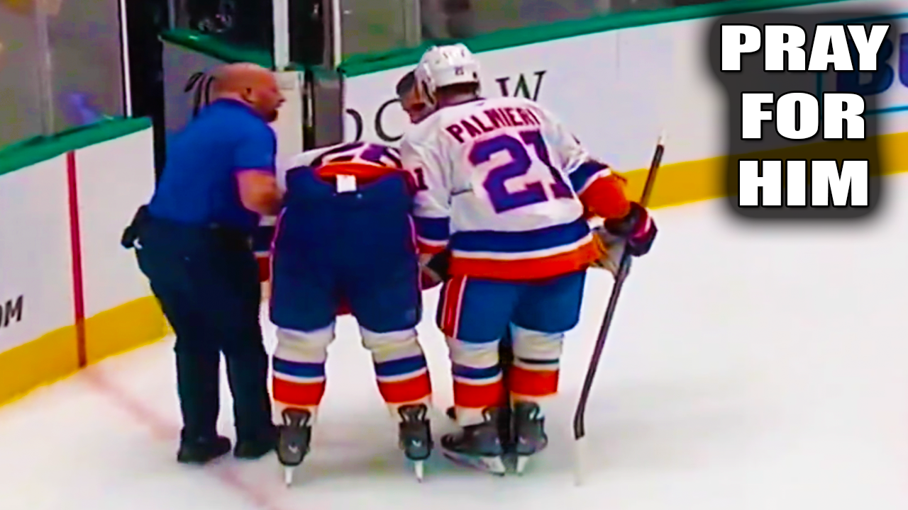 Alexander Romanov Injury Broken Arm Helped Off Ice After Mikko Rantanen Hit | Islanders vs Stars 2025 Highlights