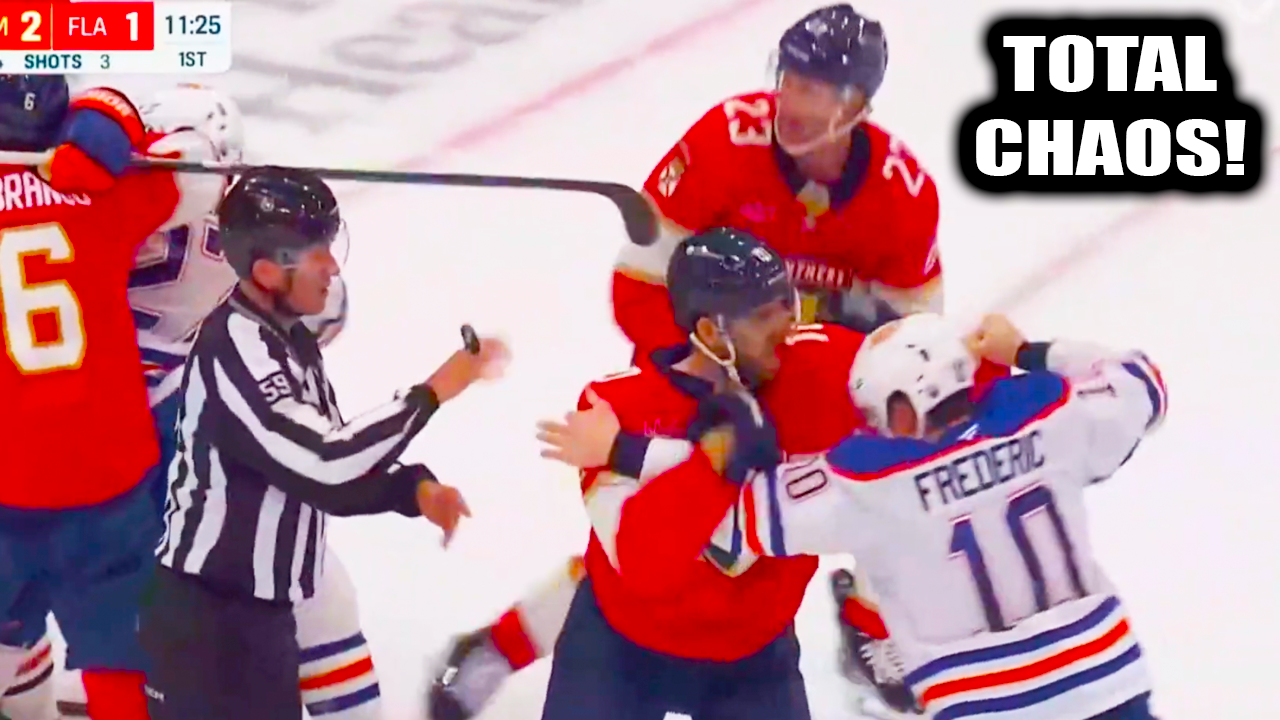 Edmonton Oilers vs Florida Panthers 1st Period Fight Scrum | November 22, 2025 Highlights
