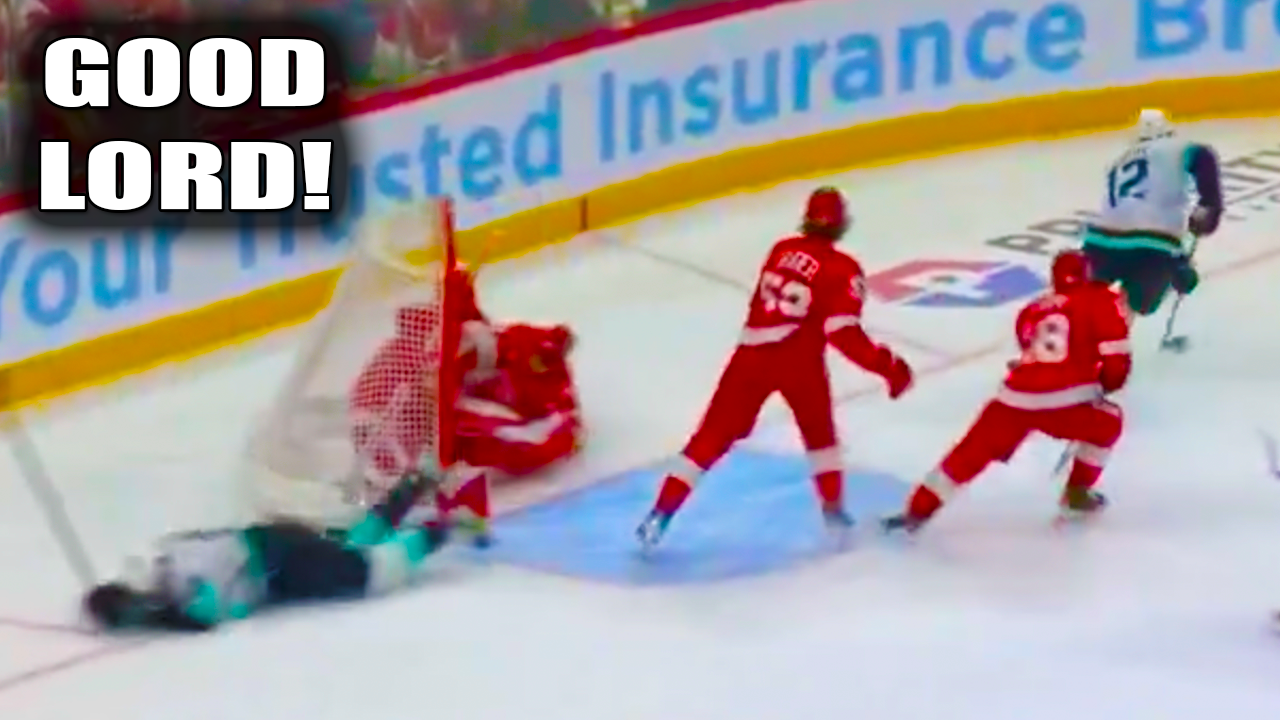 Jani Nyman Cam Talbot Collision Fight Scrum Ensues | Kraken vs Red Wings 2025 Highlights