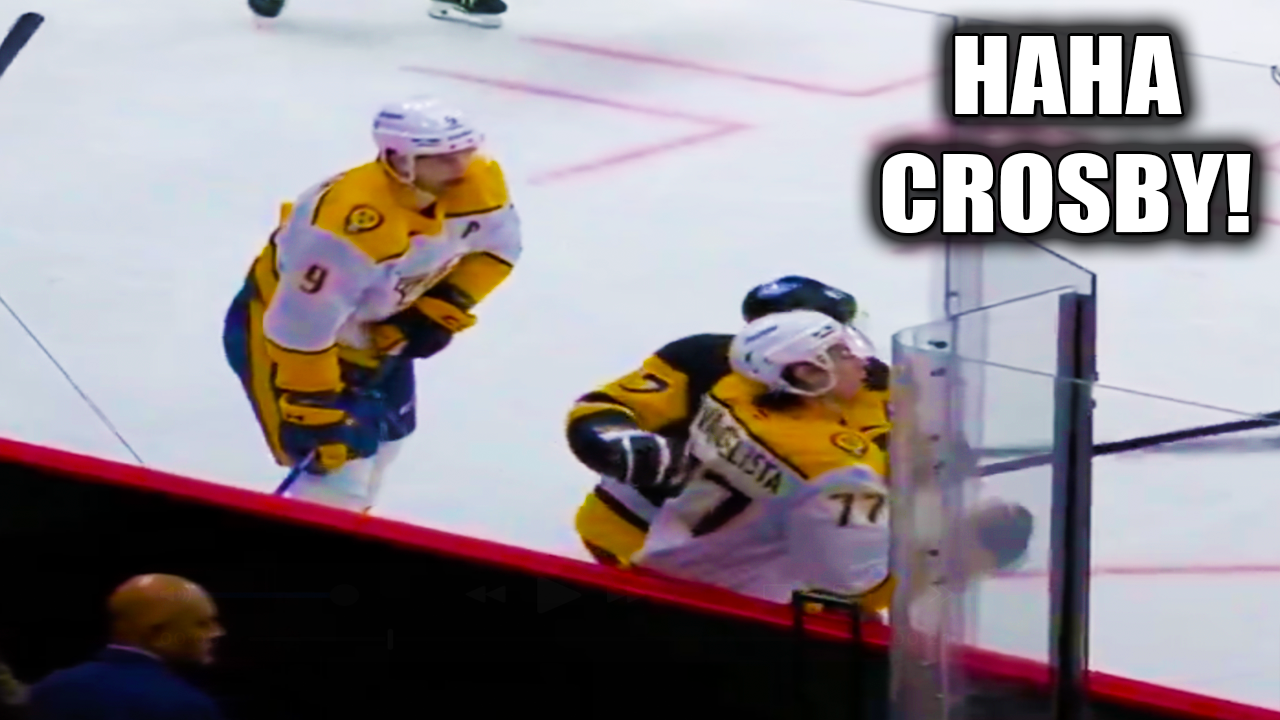 Sidney Crosby Cross Checks Luke Evangelista Scrum Ensues | Penguins vs Predators 2025 Global Series Highlights