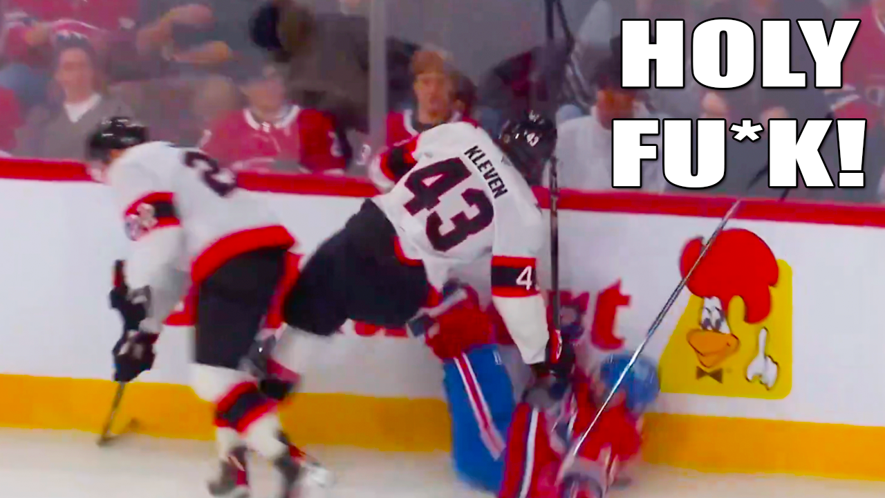 Tyler Kleven CRUNCHED Alexandre Carrier along the boards | Senators vs Canadiens 2025 Highlights