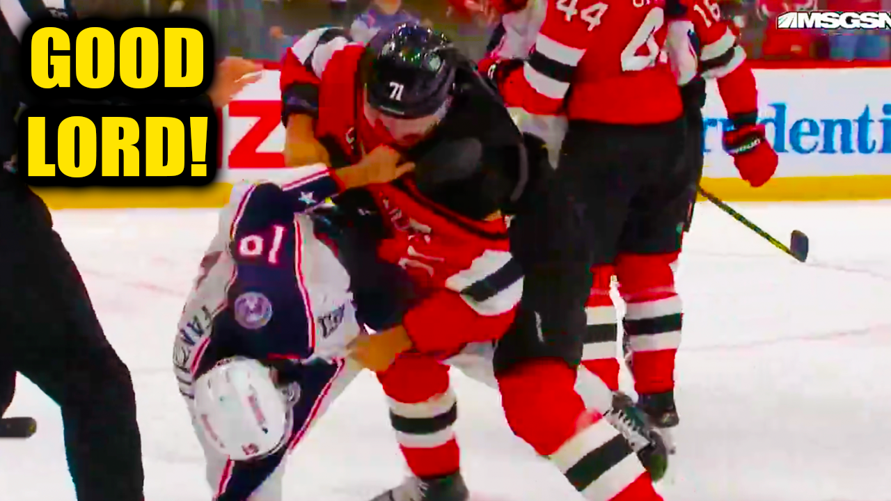 Adam Fantilli Jonas Siegenthaler Fight Scrap | New Jersey Devils vs Columbus Blue Jackets 2025 Highlights