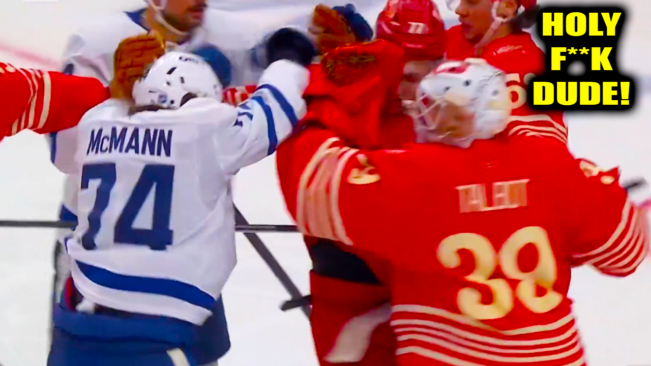 Bobby McMann bumped Cam Talbot and TALBOT WENT AFTER HIM Fight | Maple Leafs vs Red Wings Highlights