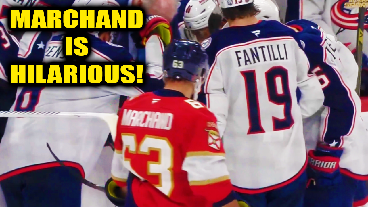 Brad Marchand Sneaks Over to Columbus Bench During Blue Jackets’ OT Timeout to See Strategy | Panthers vs Blue Jackets 2025 Highlights