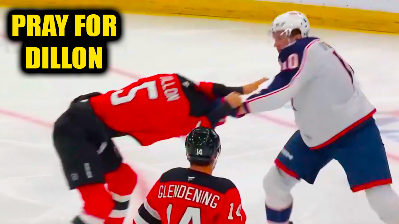 Dmitri Voronkov Brenden Dillon Injury Fight Scrap | New Jersey Devils vs Columbus Blue Jackets 2025 Highlights