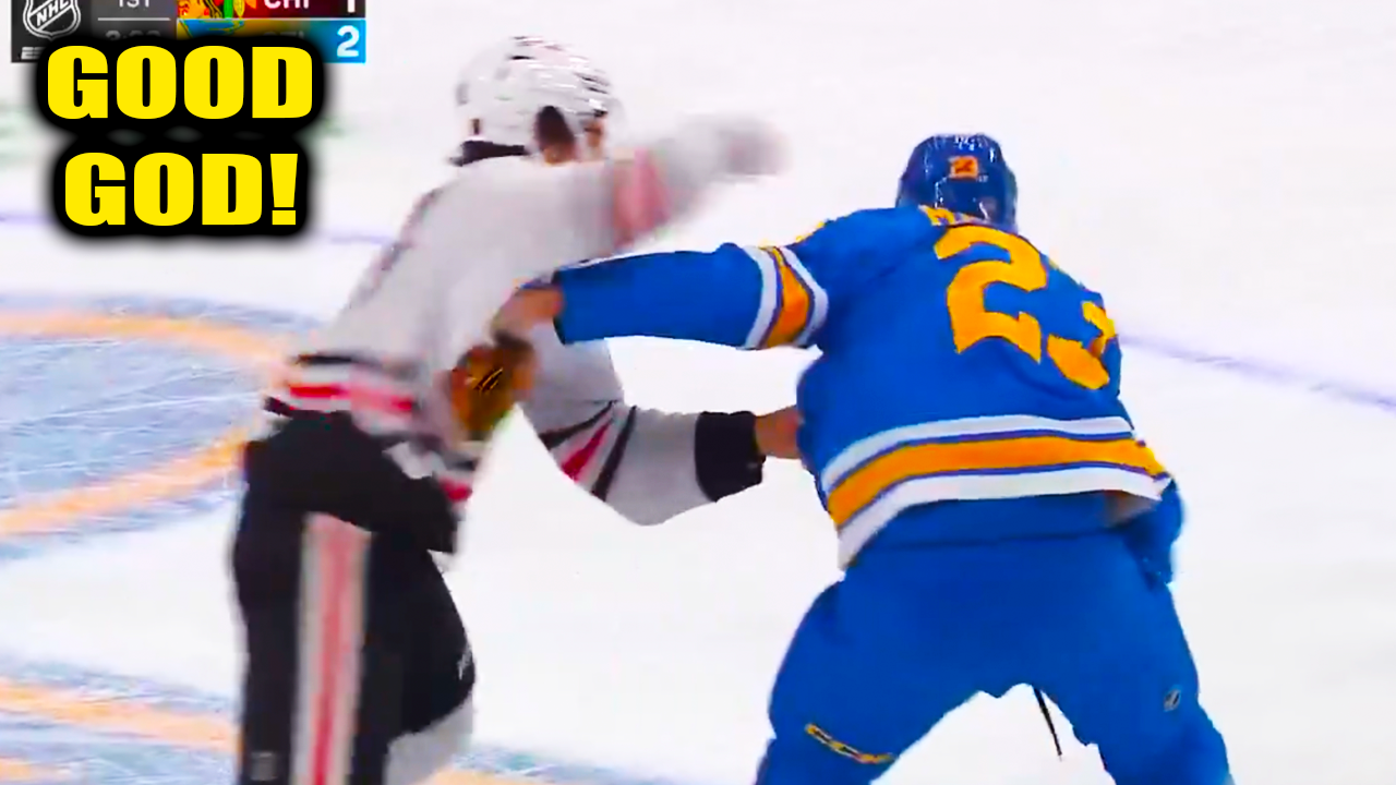 Logan Mailloux Colton Dach Fight Scrap | St Louis Blues vs Chicago Blackhawks 2025 Highlights