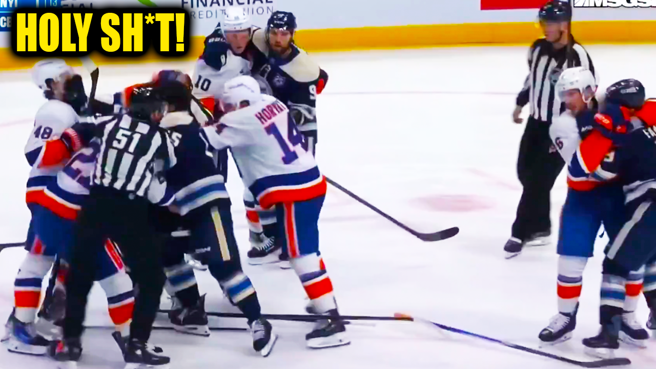 Mason Marchment stuck out a leg on Matthew Schaefer and Mathew Barzal got him back with a HEFTY slash and chaos ensued | Islanders vs Blue Jackets 2025 Highlights